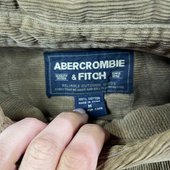 Y2K Abercrombie & Fitch Button Down Shirt Men M Corduroy Shacket Brown Oversized - Picture 4 of 11